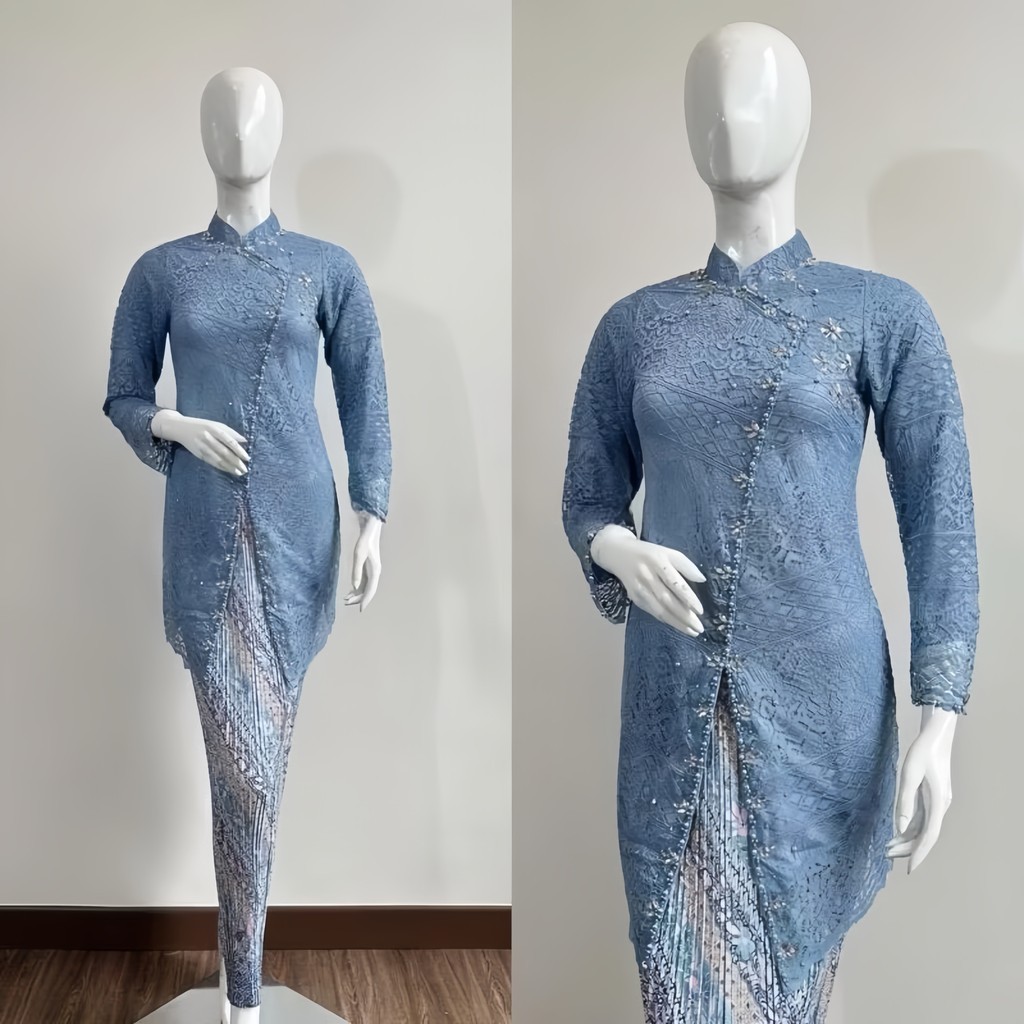 YNI Kebaya Wisuda Modern Set Tunik Brokat Payet Jumbo Ld 120 Baju Pesta Kondangan Bridesmaid