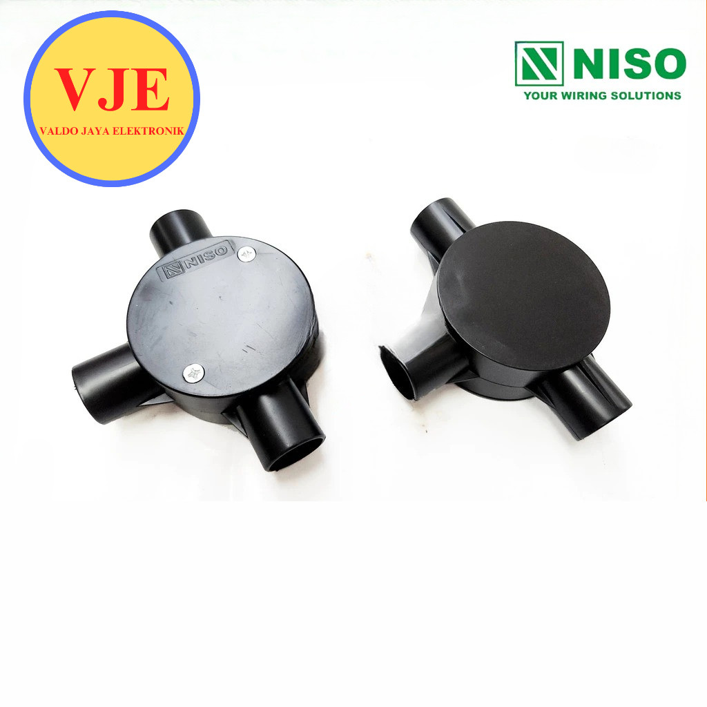 T dus 20mm Niso / T dus Cabang 3  Niso Hitam  3 Cabang