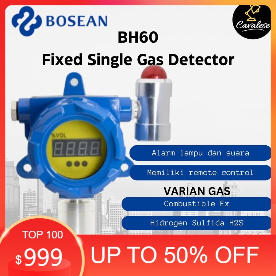 Bosean Fixed Gas Detector Oksigen/Karbon Monoksida/Hidrogen Sulfida O2/CO/H2S BH-60