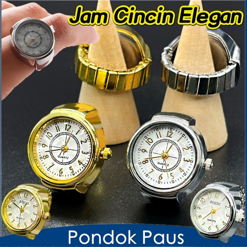 Jam Tangan Cincin Digital Emas Jam Tangan Retro Cincin Mini Cincin Pria Dan Wanita Yang Elegan Jam C