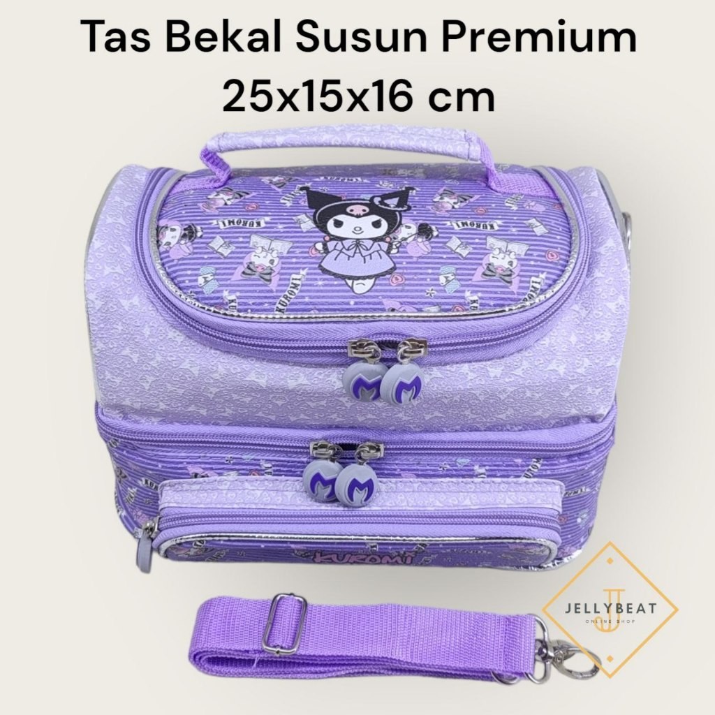 

New Tas Bekal Susun Dengan Kantong Depan MOTIF KUROMI /Tas Slempang Smiggle /Lunch Bag SusunPremium