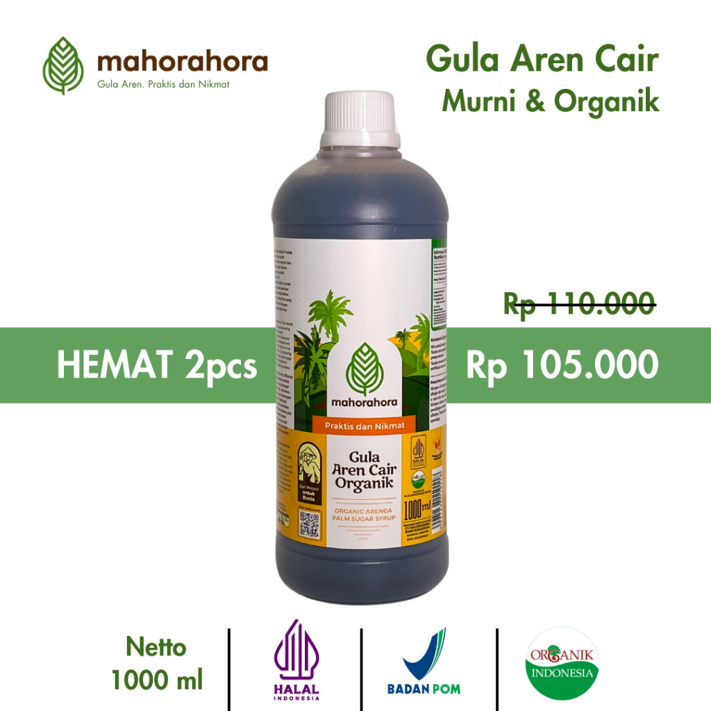 

Mahorahora Paket Hemat Gula Aren Cair Organik 1 Liter, Premium dan Halal - 2 pcs