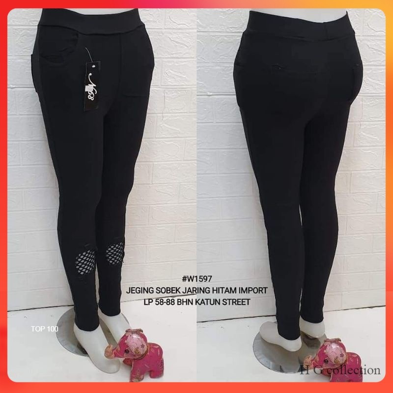 JEGGING RIPPED JARING / JEGGING HITAM