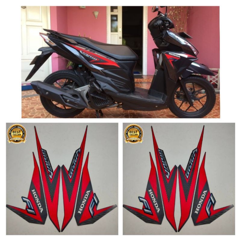 STIKER STRIPING LIS BODY MOTOR VARIO TECHNO 125 LED IDELINGSTOP 2016 HITAM