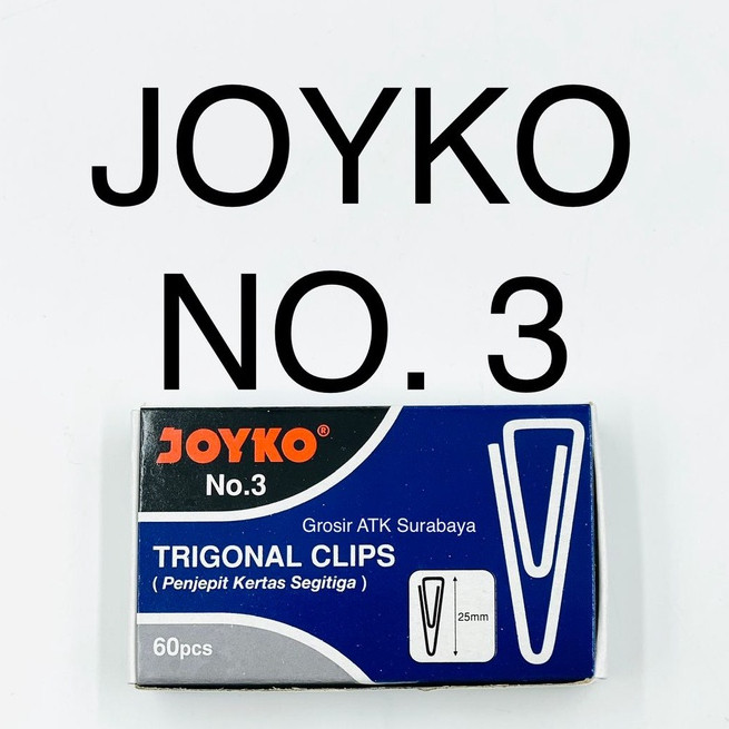 

( StaLand / DAPAT 1 KOTAK KECIL ) PAPER CLIP JOYKO NO.3 / Klip Penjepit kertas / Trigonal Clip Joyko No.3 25mm