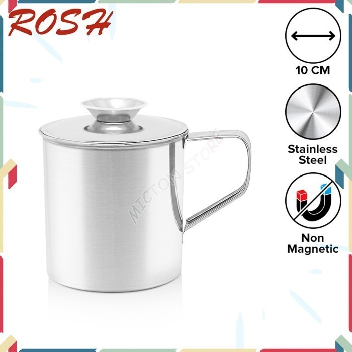 LUXTON ROSH Gelas Cangkir Minum + Tutup 10 CM Mug Stainless Steel Teh LionStar Plastik Berkualitas M