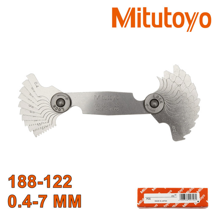 Mal Drat 0.4-7 mm 188-122 MITUTOYO Thread Gauge Pitch Gage Alat Ukur Baut Ulir