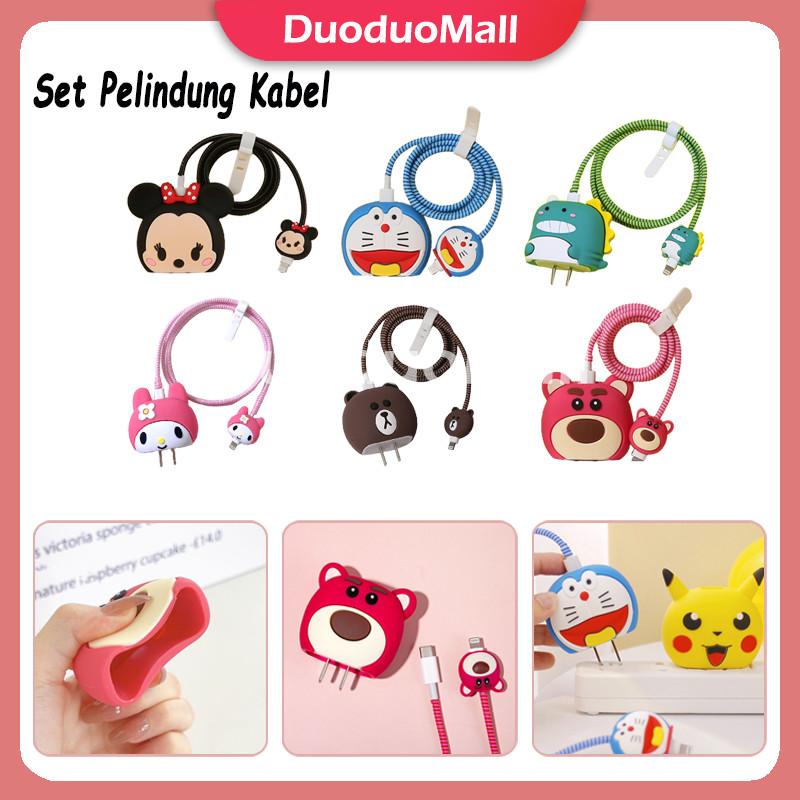 Set Pelindung Kabel Charger Lucu/4in1 Set Pelindung Kabel