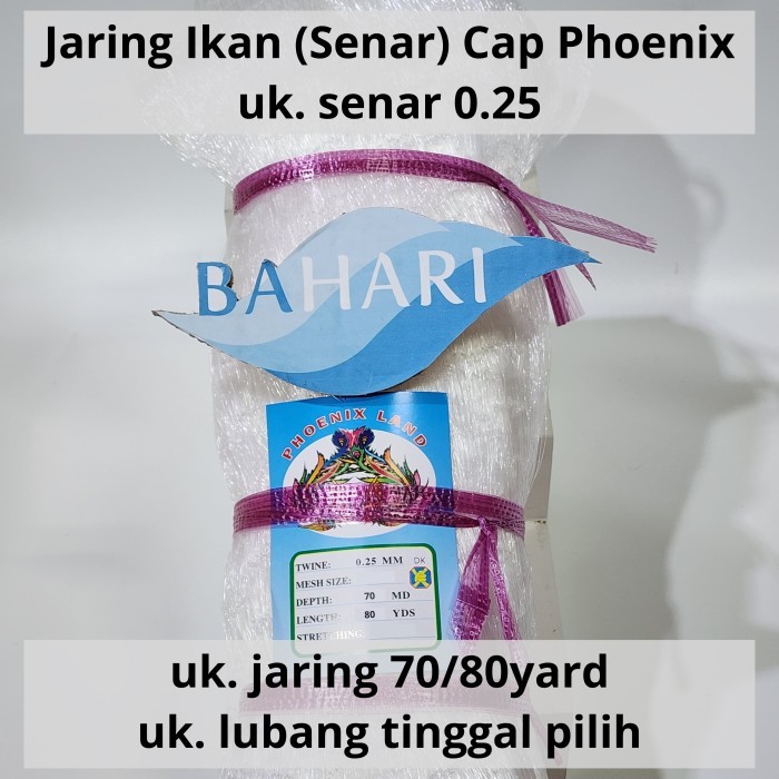 Jaring Ikan Phoenix Senar 025 ukuran 70/80 (025x3/4", 025x1", 025x1 1/4", 025x1 1/2", 025x1 3/4", 02
