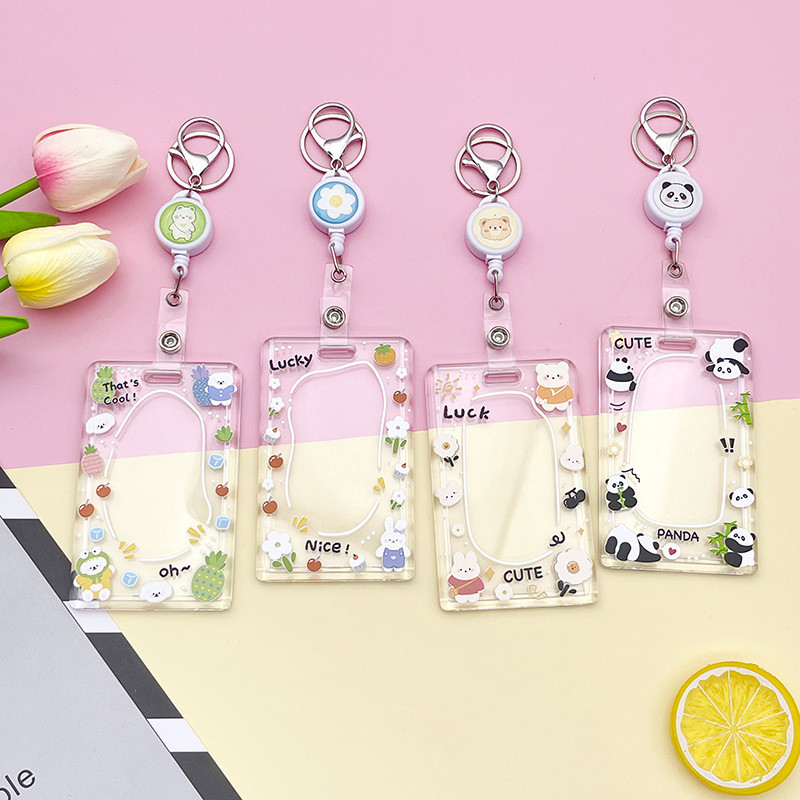 

Kawaii Panda Card Holders Transparent Acrylic Card Cases Useful ID Card Holder Work Card Transportation Card Holder