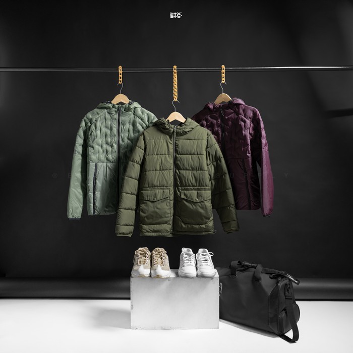 Puffer Jaket Hoodie Pria - Quilted & Water Resistance Puffer Jacket