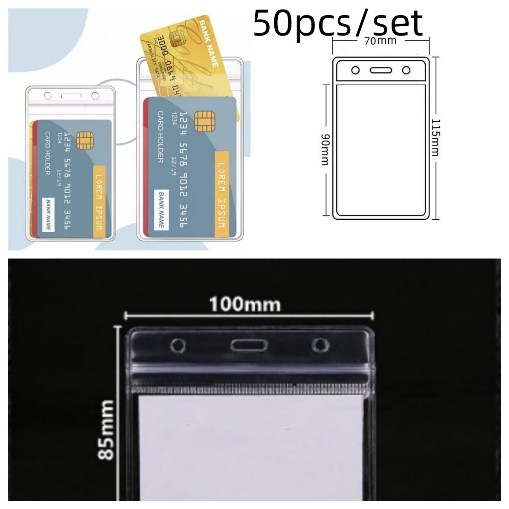 

Isi 50 Holder Tempat Id Karet Casing Tempat Id Card Holder Transparan 2 Sisi