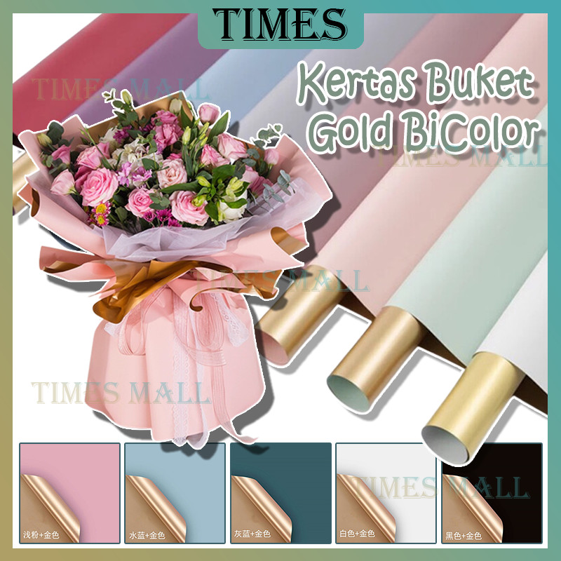 

Kertas Buket Gold BiColor /Cellophane Flower Wrapping/Flower Wrapping Paper Dua Warna Emas/20 Lembar 2 Side Gold Flower Wrap Kertas Bunga /Pembungkus Kado Paper