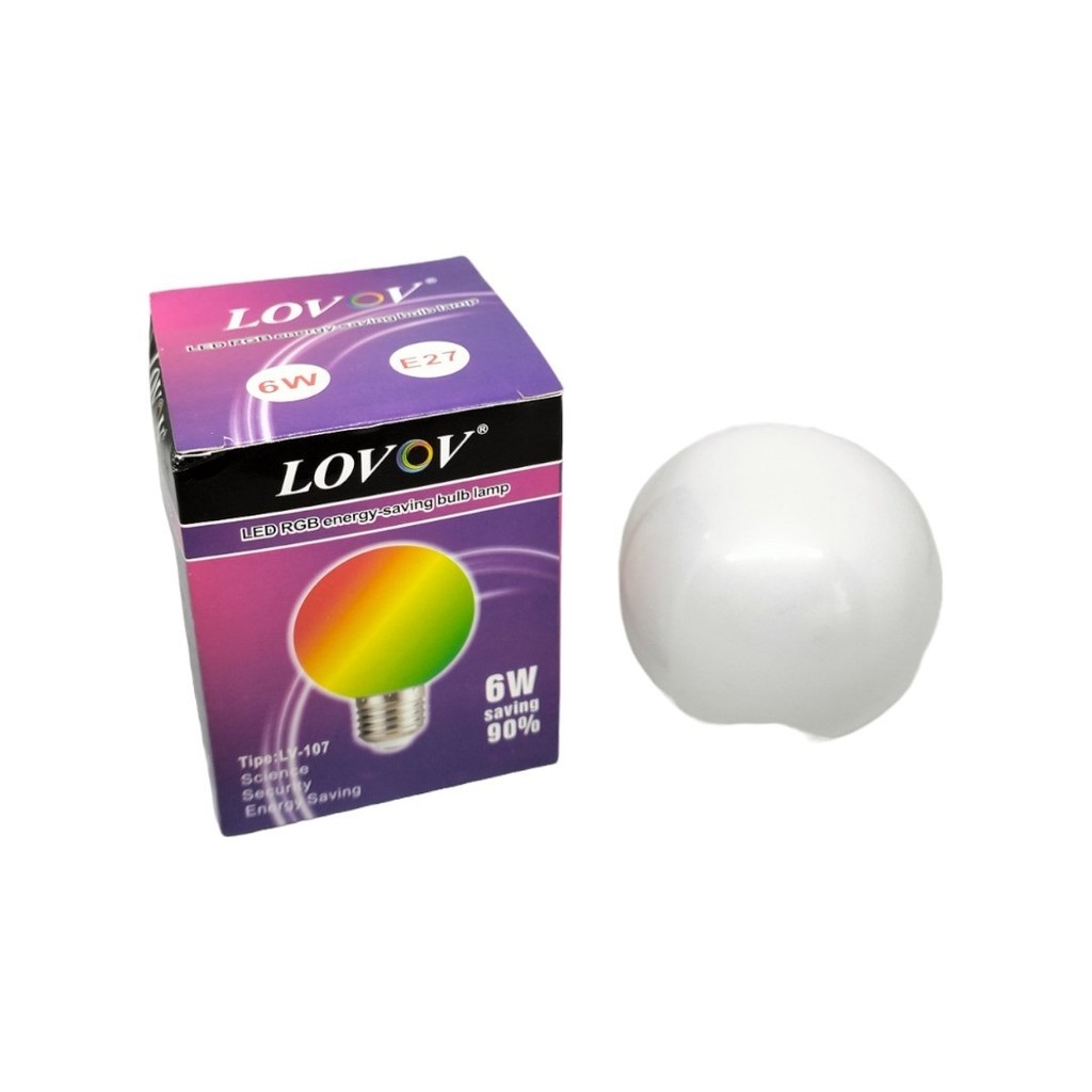 Lampu LED Bola 7 Warna 6 Watt LOVOV Per 1 pcs Lampu Led kamar Kedip Mudah Diatur Warna Warni Menarik