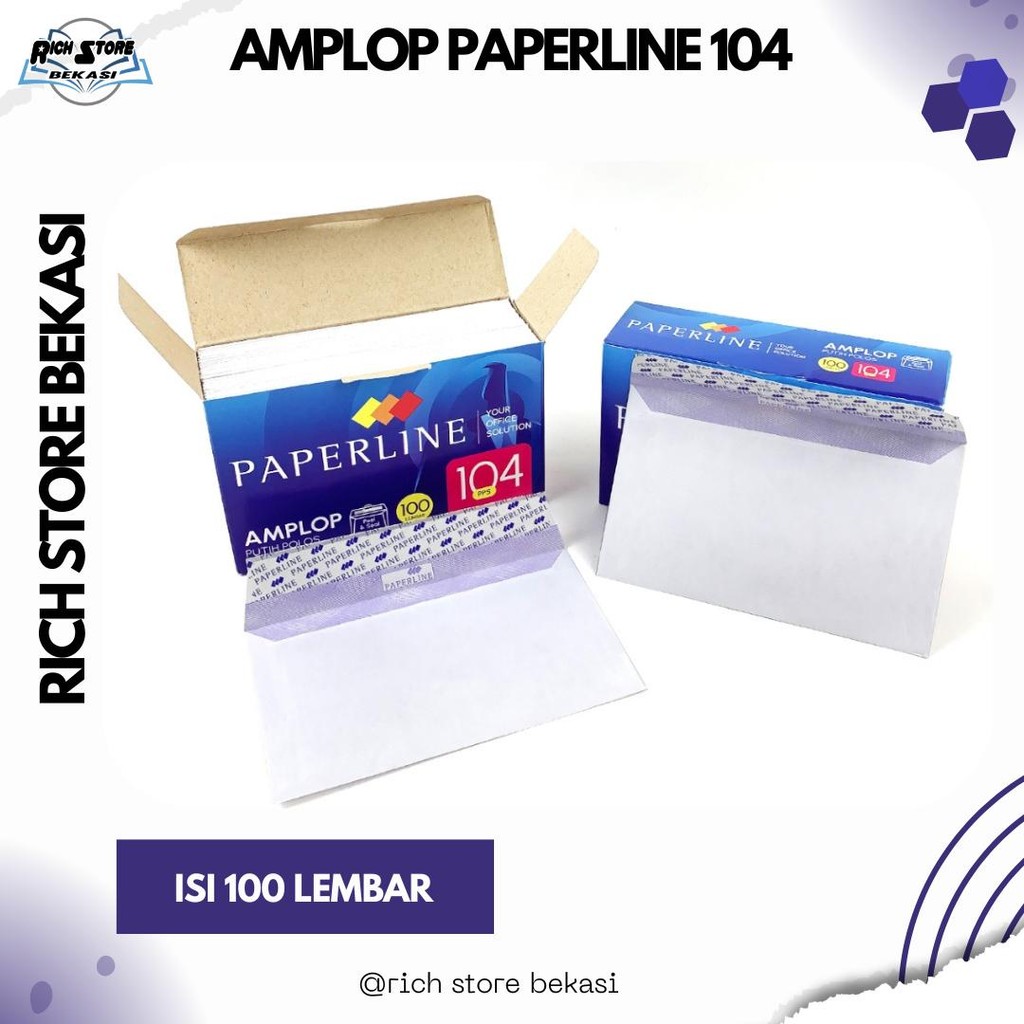 

AMPLOP PUTIH POLOS MERK PAPERLINE 104 PPL ISI 100 LEMBAR