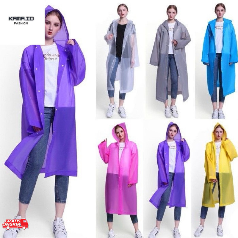 Musim Hujan / Jas Hujan Dewasa Model Poncho Waterproof Bahan EVA Tebal / Jas Hujan Mantel Korea + Ho