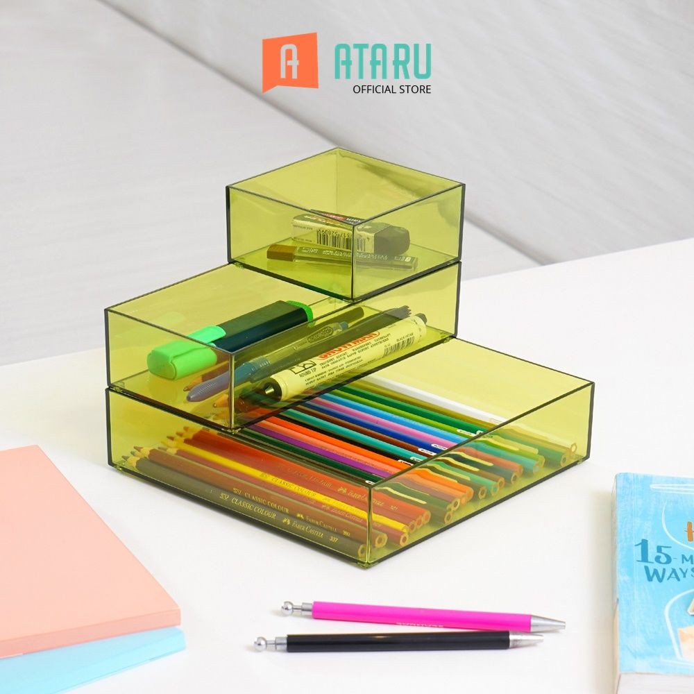 

Ataru Kotak Penyimpanan Akrilik - Hijau Storage Box Tempat Alat Tulis Makeup Aksesoris Serbaguna Wadah Penyimpanan Multifungsi Organizer Meja