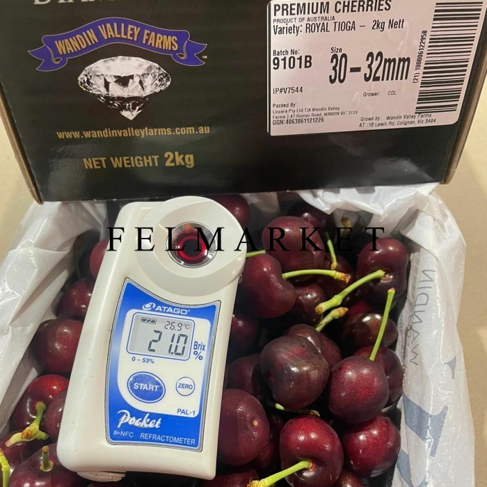 

Cherry Red Import Fresh Size 30-32 / Buah Cherry Merah Import 2 Kg / Box