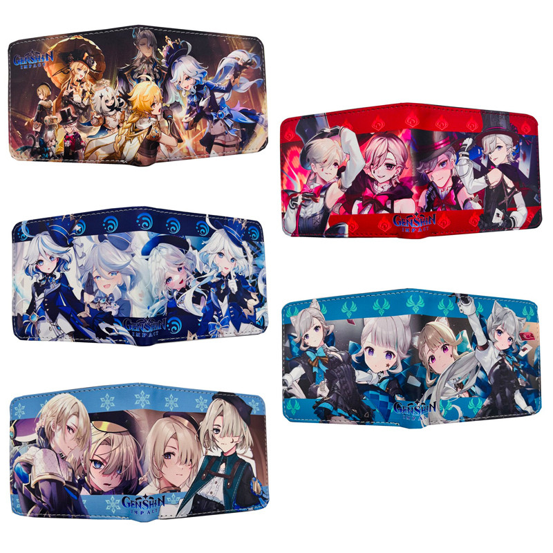 5Kinds Genshin Impact Lumine Aether Jean Gunnhildr Klee PU Purses Money Credit Card Holders Wallet C