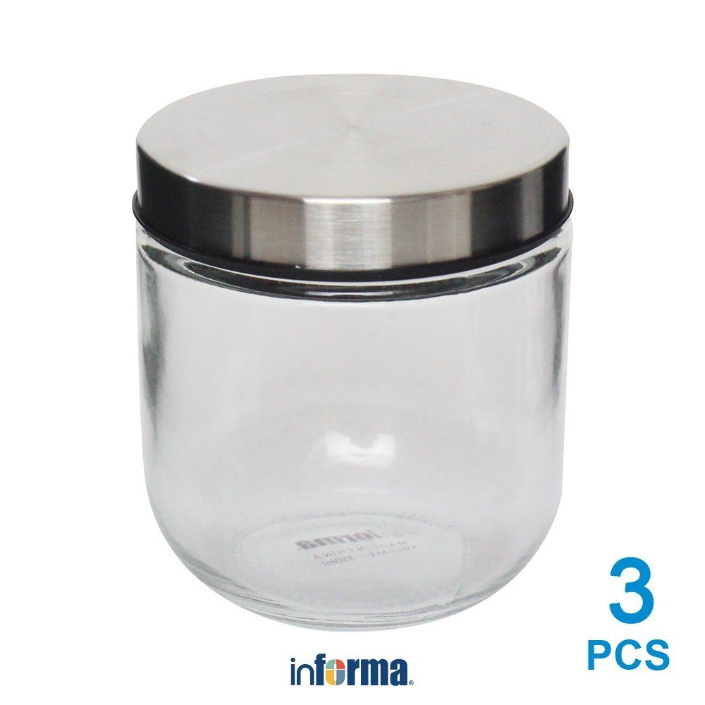 Baru Informa Elemental Kitchen 350 Ml Set 3 Pcs Shera Stoples Kaca Jar Tempat Simpan Snack Dan
