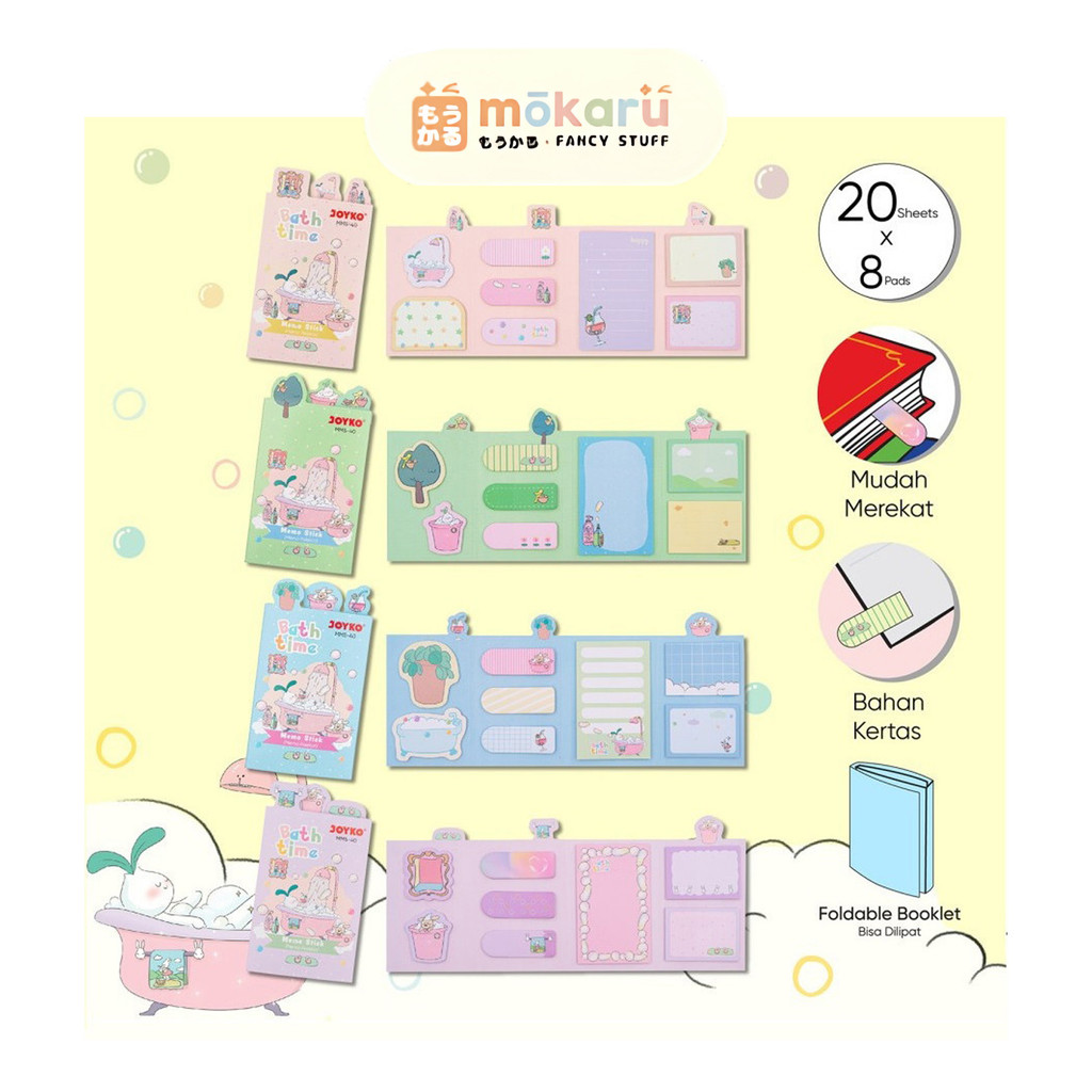 

Joyko Memo Stick Booklet MMS-40 Bath Time Edition Kertas Memo Tempel 8 Pads