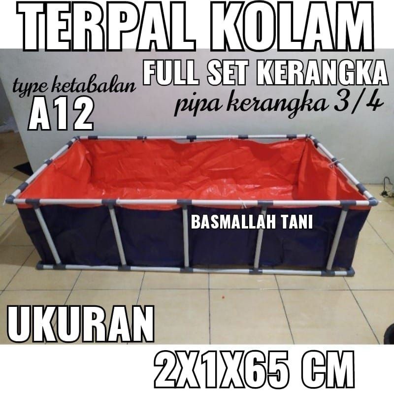 pabrik terpal full set terpal kolam ikan 200x100x65 cm A12 fullset beserta kerangkanya Bisa bayar co