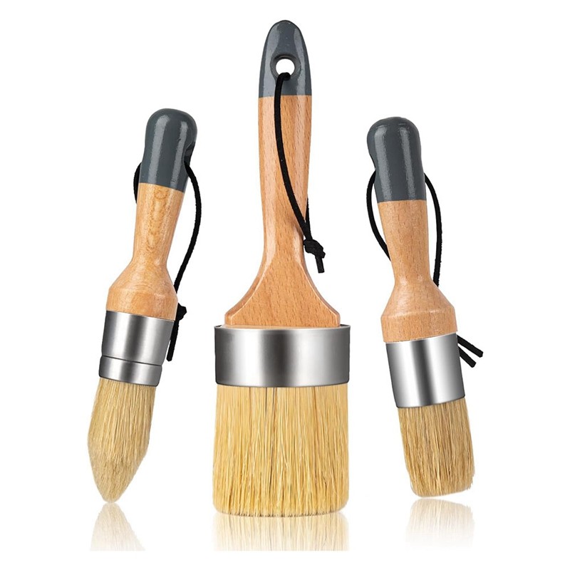 

Chalk And Wax Paint Brush Set, Chalk Paint, Milk Paint For Furniture, 1 Largeoval Brush And 2 Small Round Brushes