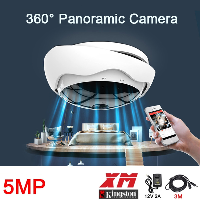 ICsee Remote Monitoring Infrared 5MP Indoor 128G Audio Motion Detect VR 360-Degree Panoramic WIFI IP