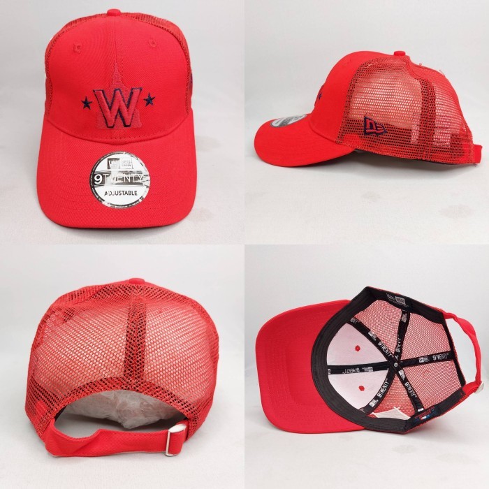 TOPI SNAPBACK MELENGKUNG TRUCKER WASHINGTON NATIONAL MERAH