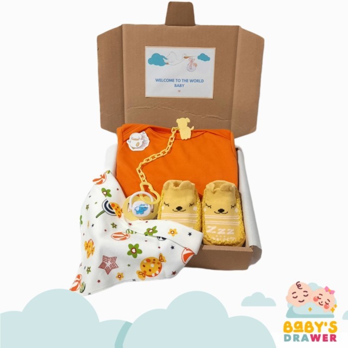 

Hampers Newborn Baby BOY GIRL / Kado Lahiran Bayi / Bundle Gift Set - Hemat 1 Orange