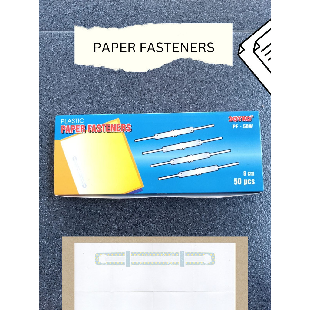 

PERAPAT KERTAS BUISNESS FILE PAPER FASTENER MEREK JOYKO PF 50W 1 PAK ISI 50 PCS