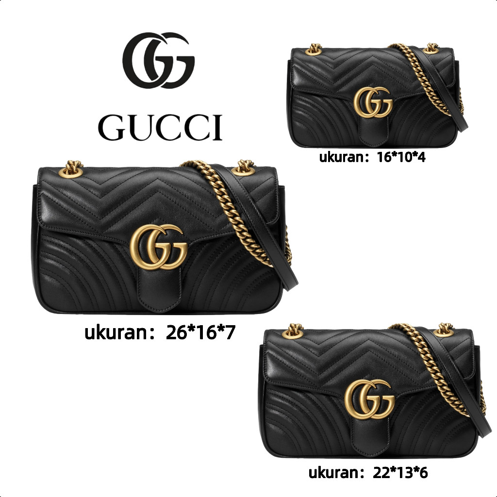 Promosi 100% original GUCCI Tas tangan super mini seri GG Marmont Tas Selempang & Bahu Wanita Bag/gu