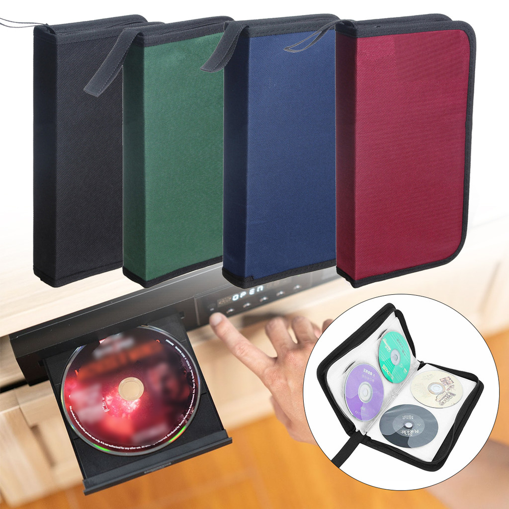 

80 Pcs Portable Folder DVD CD Disc Package Holder Carry Bag PU Case DJ Faux Leather Bag Media Case Organizer Wallet Storage Box
