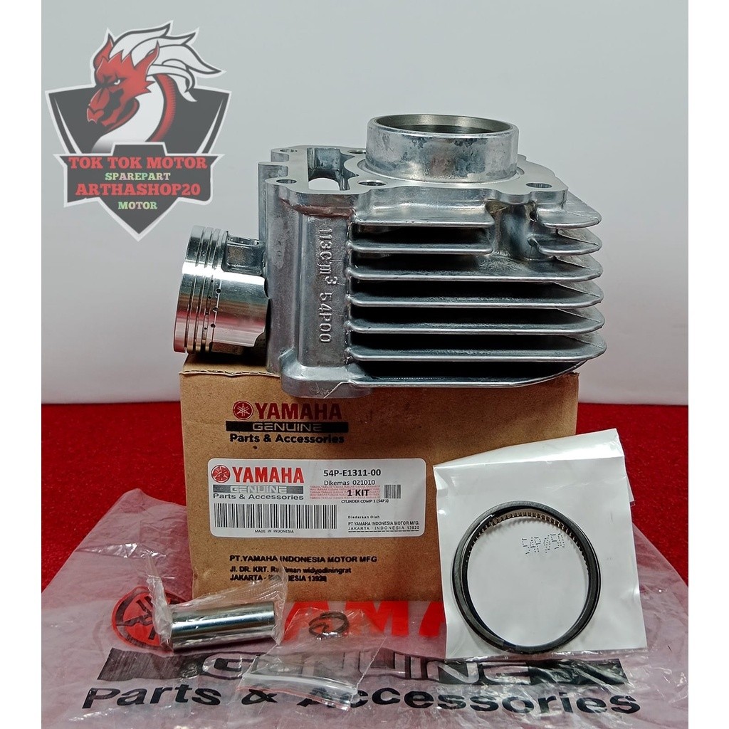 BLOK SEHER + PISTON SATU SET 54P KUALITAS ASLI ORIGINAL YAMAHA YGP UNTUK MOTOR MIO J , MIO GT 115 , 