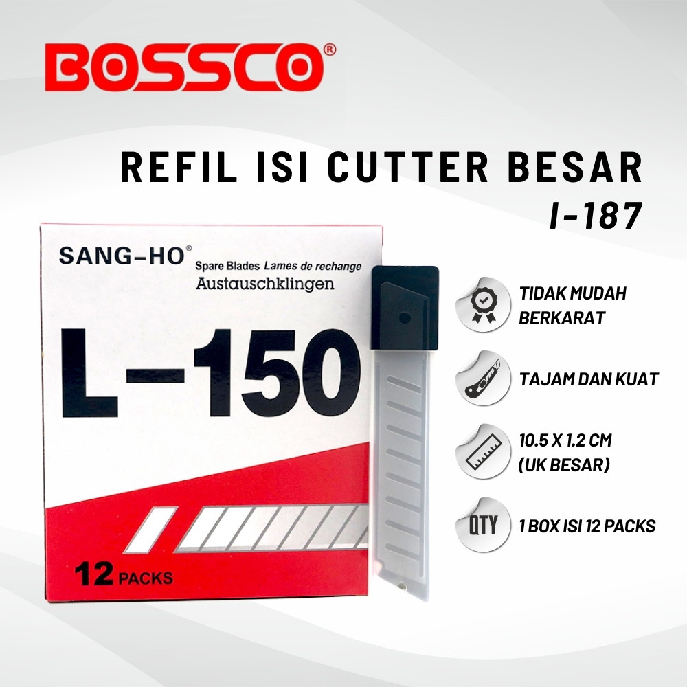 

1 Box isi 12 Tube (60 Pcs) Cutter Blade Refill BESAR/KECIL (L-150/L-750/L-500) SANGHO SF6