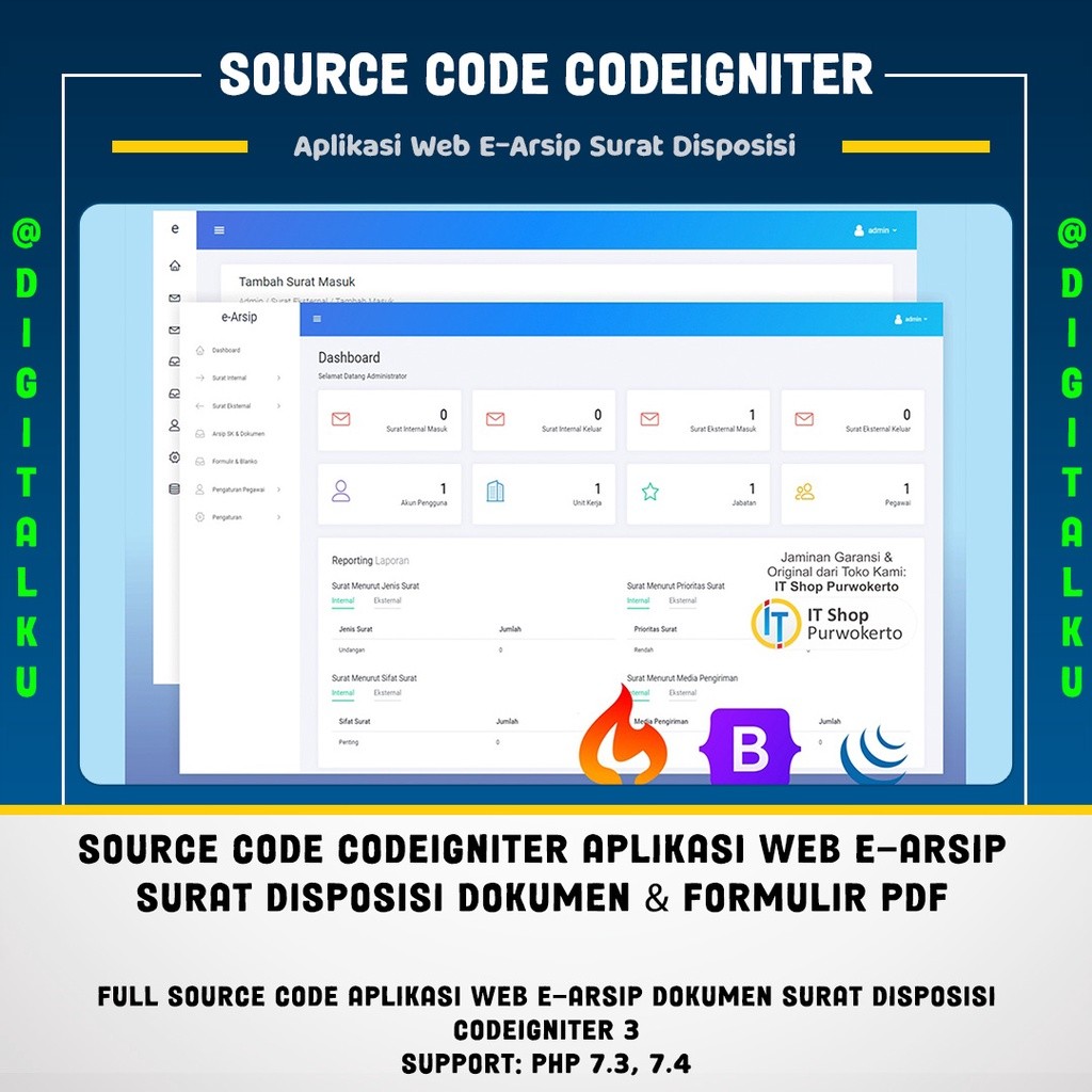 Source Code CodeIgniter Aplikasi Web E-Arsip Surat Disposisi Dokumen & Formulir PDF