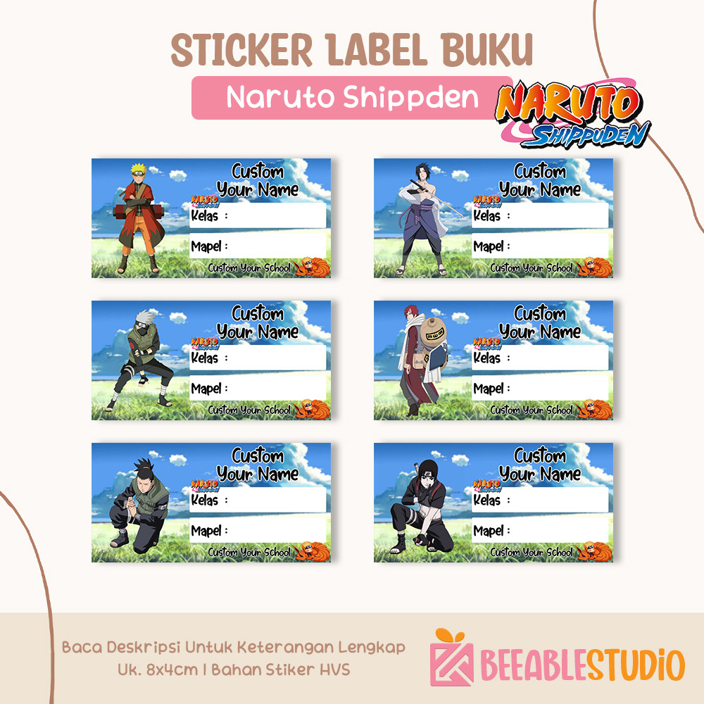 

[40pcs] Sticker Buku Naruto Stiker Label Nama Buku Tulis Pelajaran Anak Sekolah