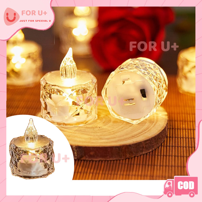 Lampu LED Bentuk Lilin Bahan Akrilik Kristal Tanpa Asap/Lampu Lilin LED/Lampu Lilin Estetik/Lampu Li