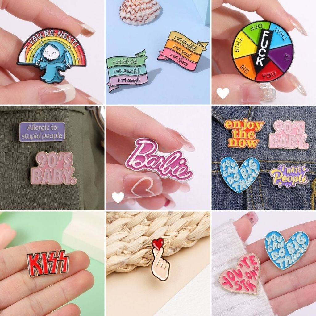 PROMO AMBYAR Emblem Pin Bros Enamel Tulisan Kartun Lucu Keren TERBAIK