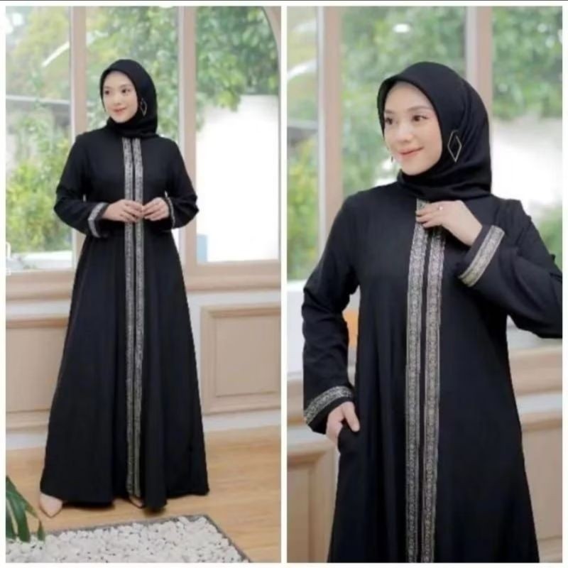 ABAYA MADINAH ARABIC STYLE Renda bordir gamis hitam dress arab Saudi bordir turkey