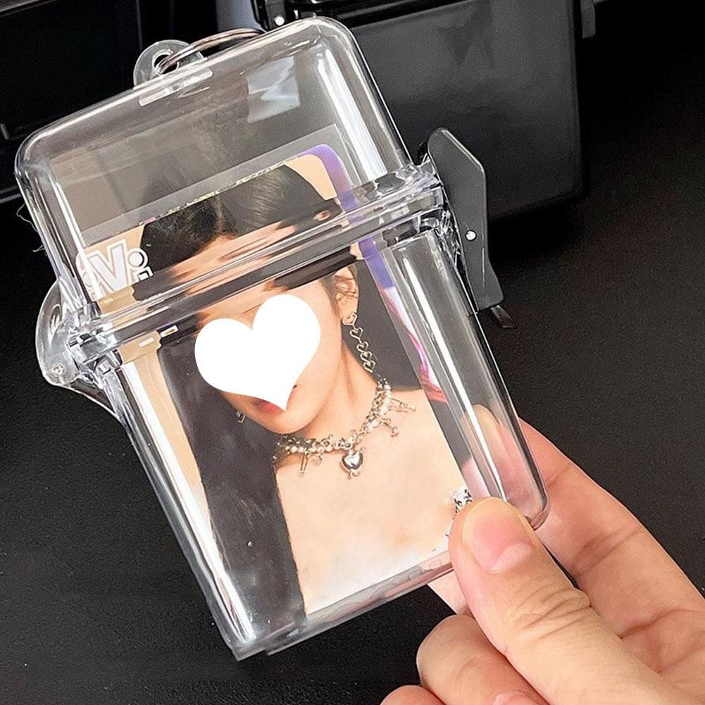 

Plastic Photo Card Holder 3 Inch Transparent Kpop Idol Photocard Storage Box With Rope Card Collection Organizer Case