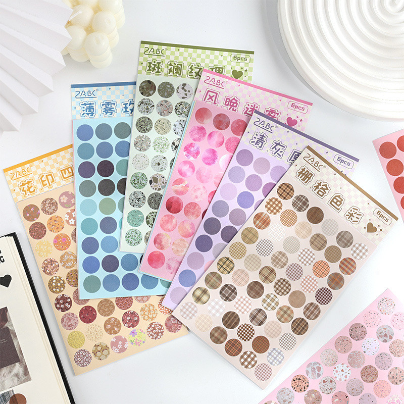 

6 pcs Dots Stickers Decorative Adhesive DIY Stick Labels Hand Account Collage material Scrapbooking Sticker