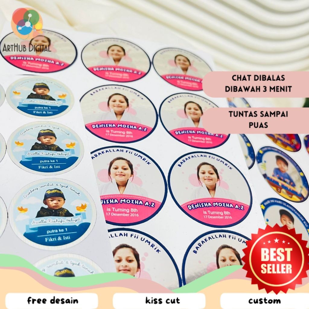

AHD 2-4 Stiker Gold/Silver Ulang Tahun Anak Bentuk Bulat Label Sticker Undangan Happy Birthday