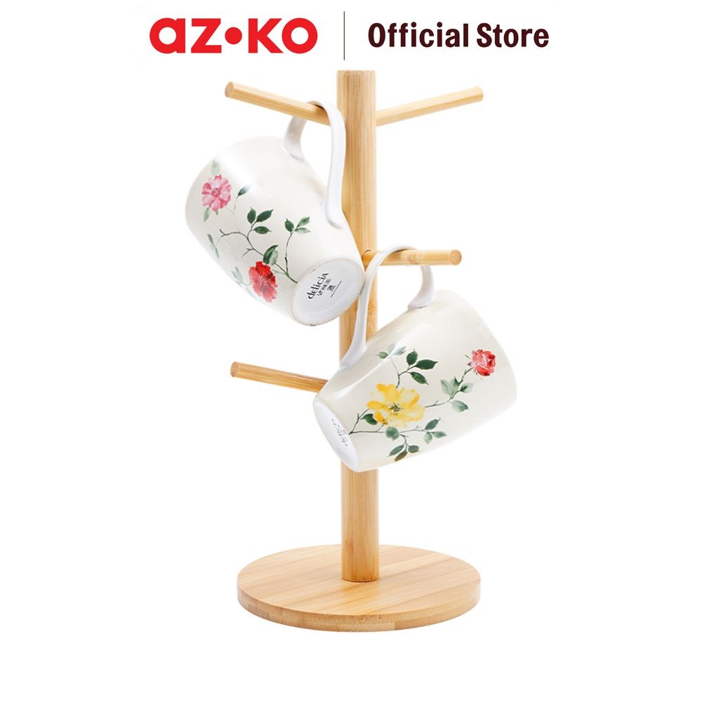 AZKO Stora Anate Rak Cangkir Bamboo - Cokelat Tempat Cangkir Gantung Rak Cup Cangkir Mug Gelas Cup H