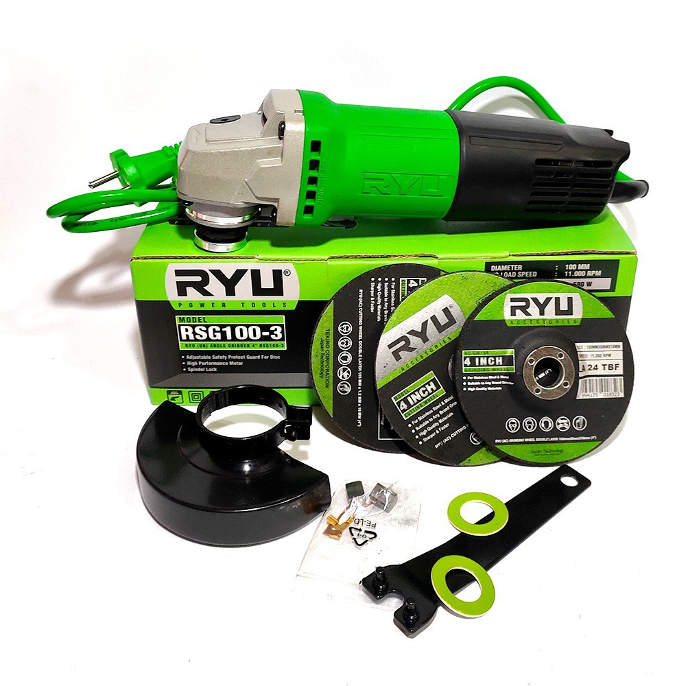 Tekiro Ryu Angle Grinder Mesin Grenda Gurinda Gerinda Tangan Poles 4 Inch RSG100-4 Free 1 Set Areng 