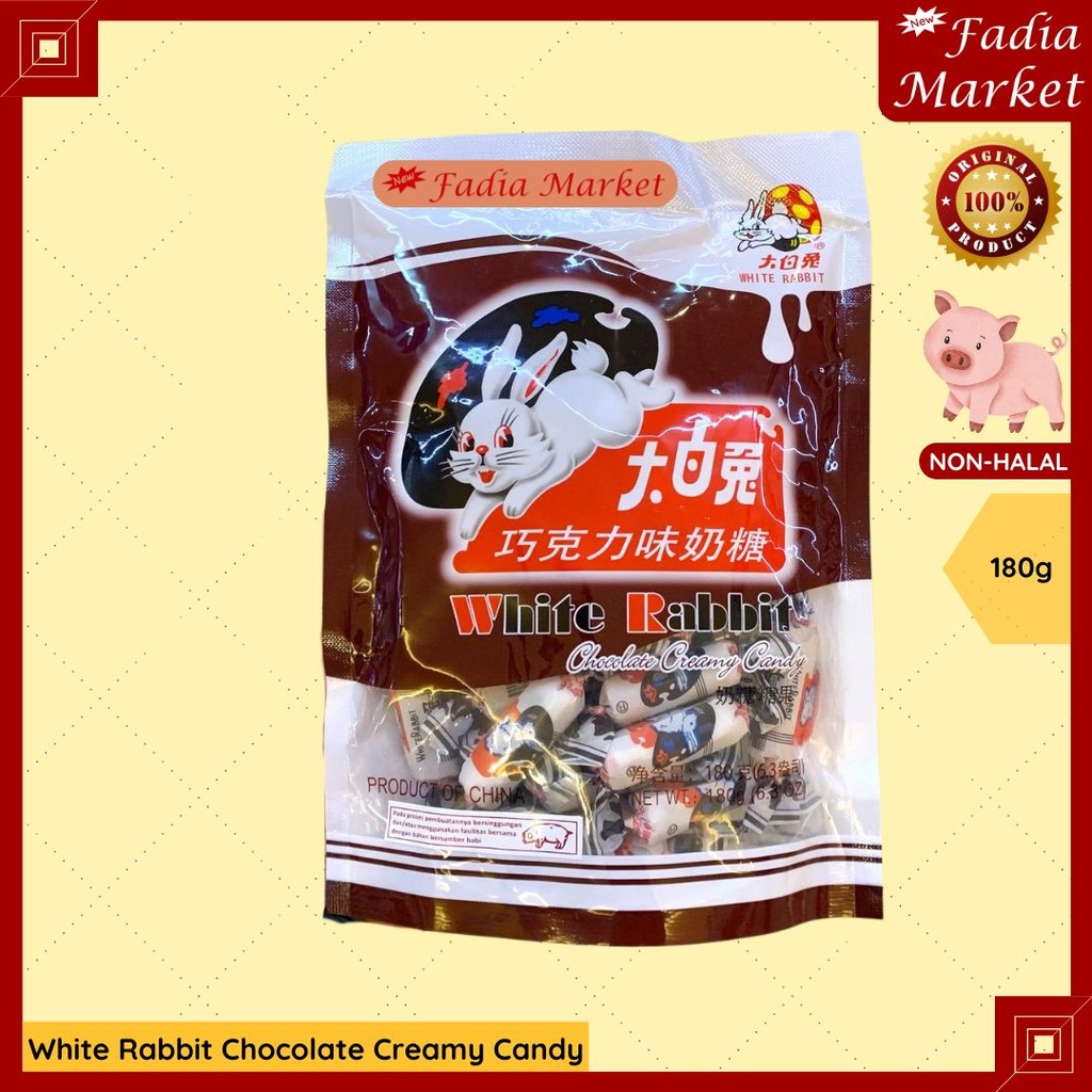 

White Rabbit Chocolate Creamy Candy Permen Susu Kelinci Rasa Coklat 180g NON HALAL