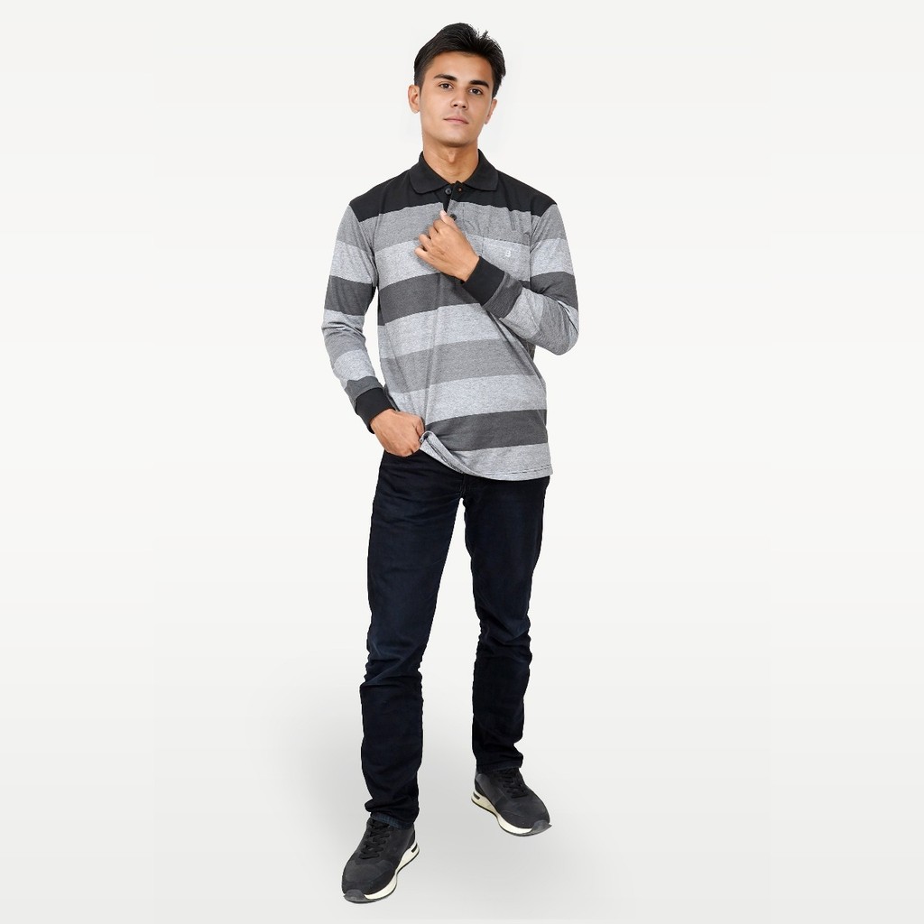 Baverre by Hassenda - Dev Kaos Polo Salur Lengan Panjang VPB20012ABU Hitam