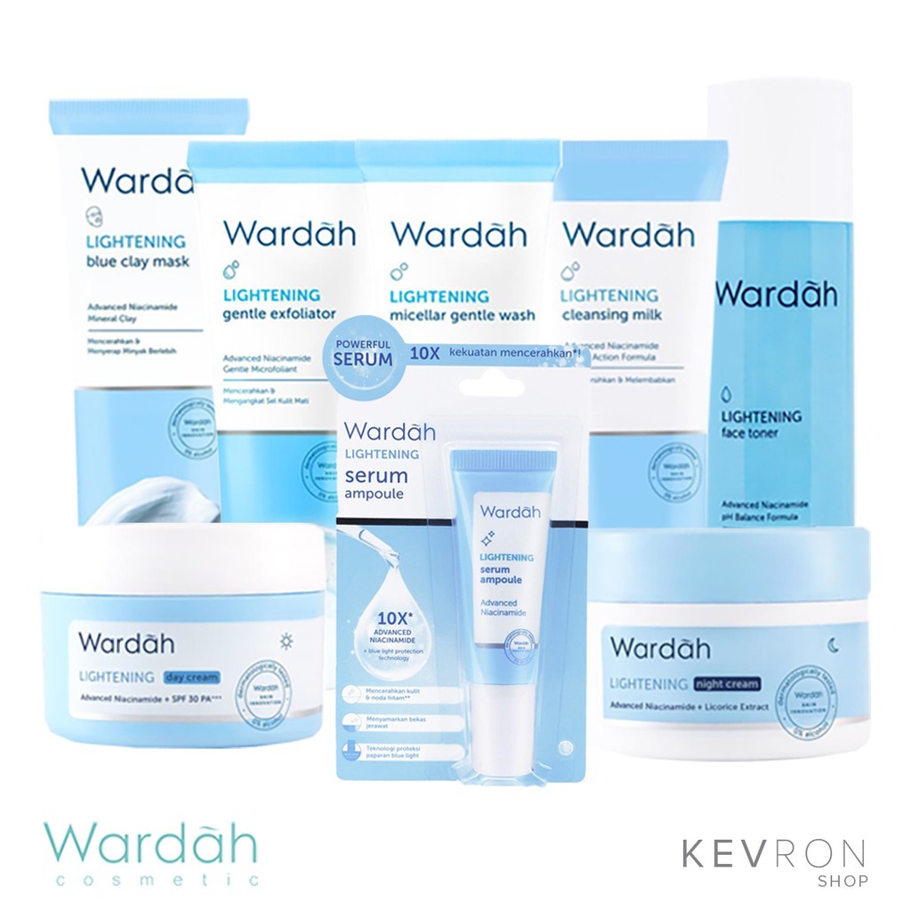 Paket Wardah Lightening Series 8 in 1 (KEMASAN BESAR) Complete Package