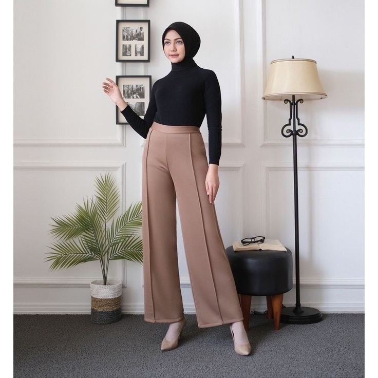 Kulot Scuba Cubit Premium wanita Celana Kulot Putih Highwaist Jumbo Bawahan Celana Kulot Wanita