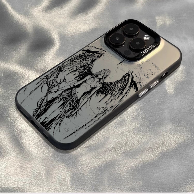 Q318 Malaikat Setan case iPhone seri Kompatibel untuk case hp iPhone 11 12 13 14 15 16 pro promax ca